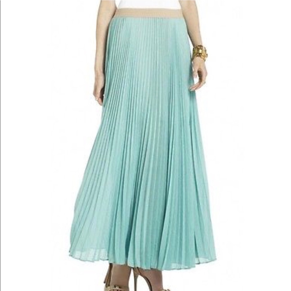 BCBGMAXAZRIA light aqua pleated maxi skirt